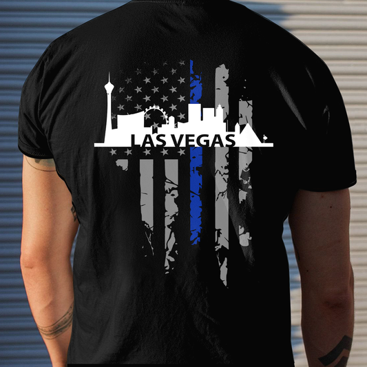 Thin Blue Line T-shirt Special Gift For Policeman Las Vegas Shirt