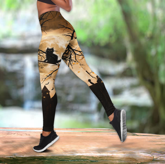 Black cat Tank Top And Legging