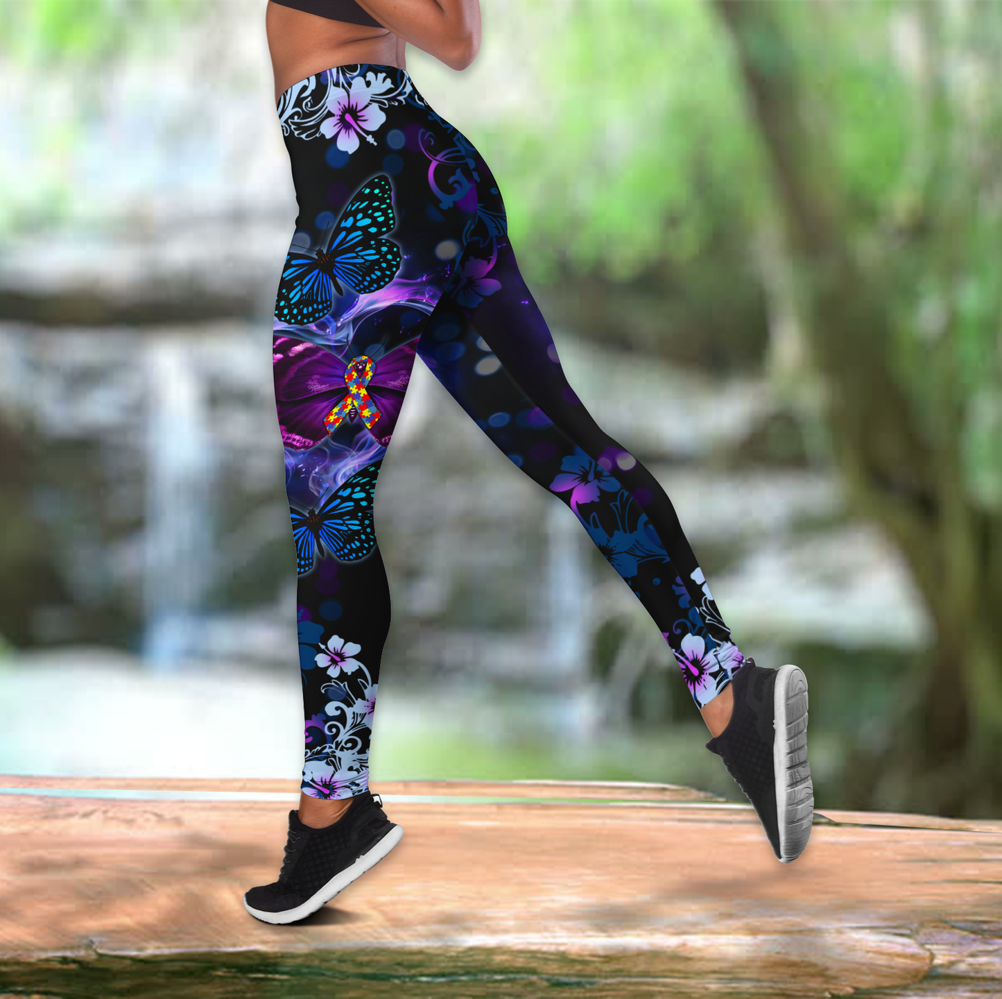 Beautiful Butterfly -Autism Ribbon Combo Tank + Legging JJ290402 - Amaze Style™-Apparel