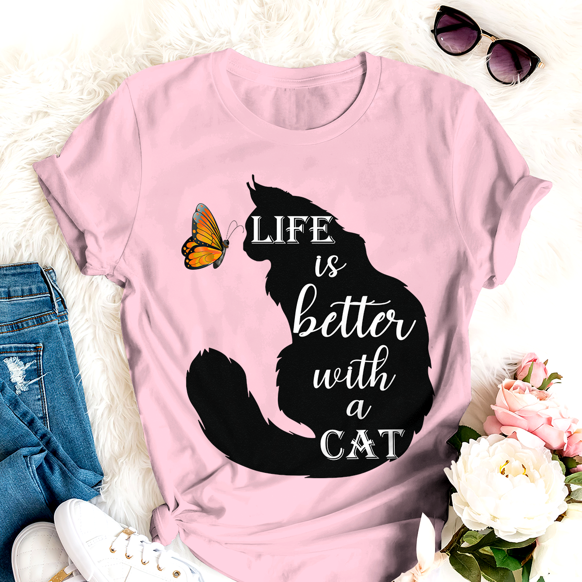 Life Is Better With A Cat Personalized T-shirt Amazing Gift For Friends