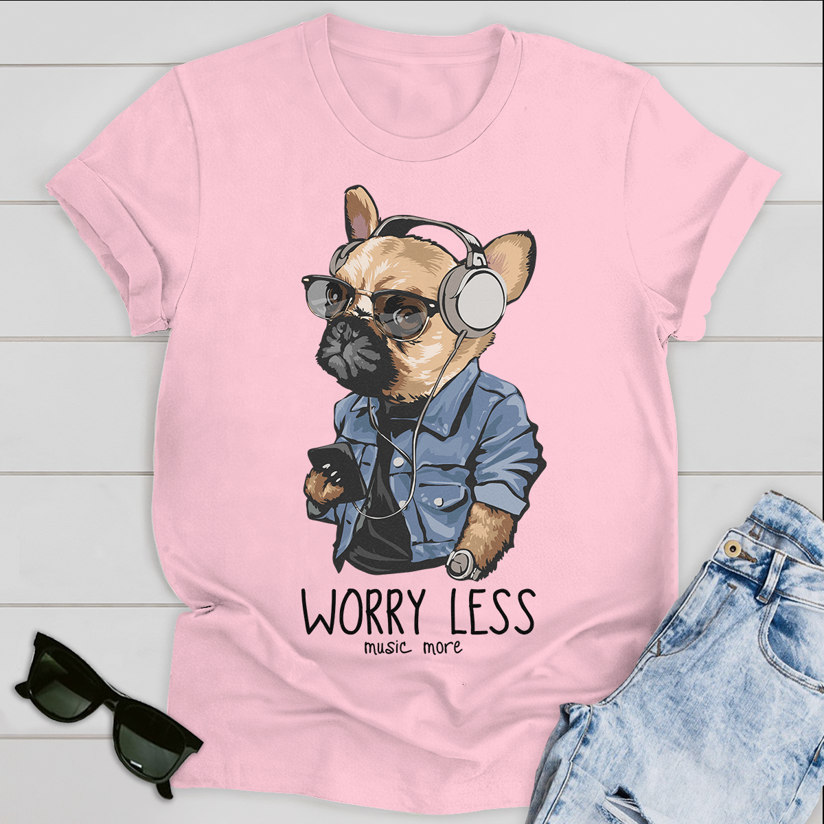 Music More Worry Less Personalized T-shirt For Dog Lover Friends