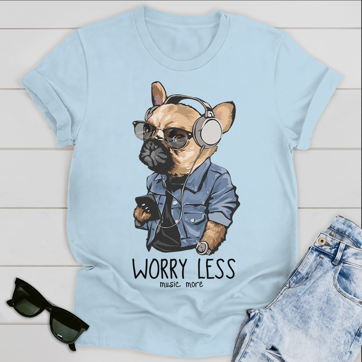 Music More Worry Less Personalized T-shirt For Dog Lover Friends