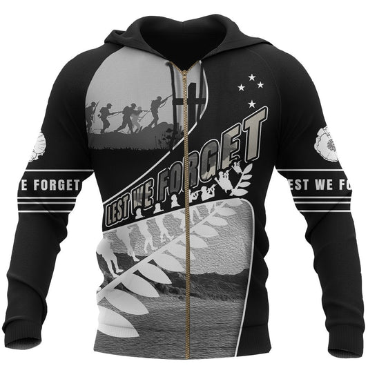 Anzac Day New Zealand Zip Hoodie, Never Forget Full Zip Hoodie PL03032005 - Amaze Style™-Apparel