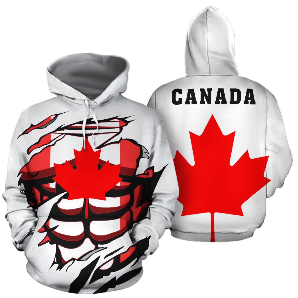 Canada In Me All-Over Hoodie White PL - Amaze Style™-Apparel