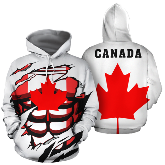 Canada In Me All-Over Hoodie White PL - Amaze Style™-Apparel