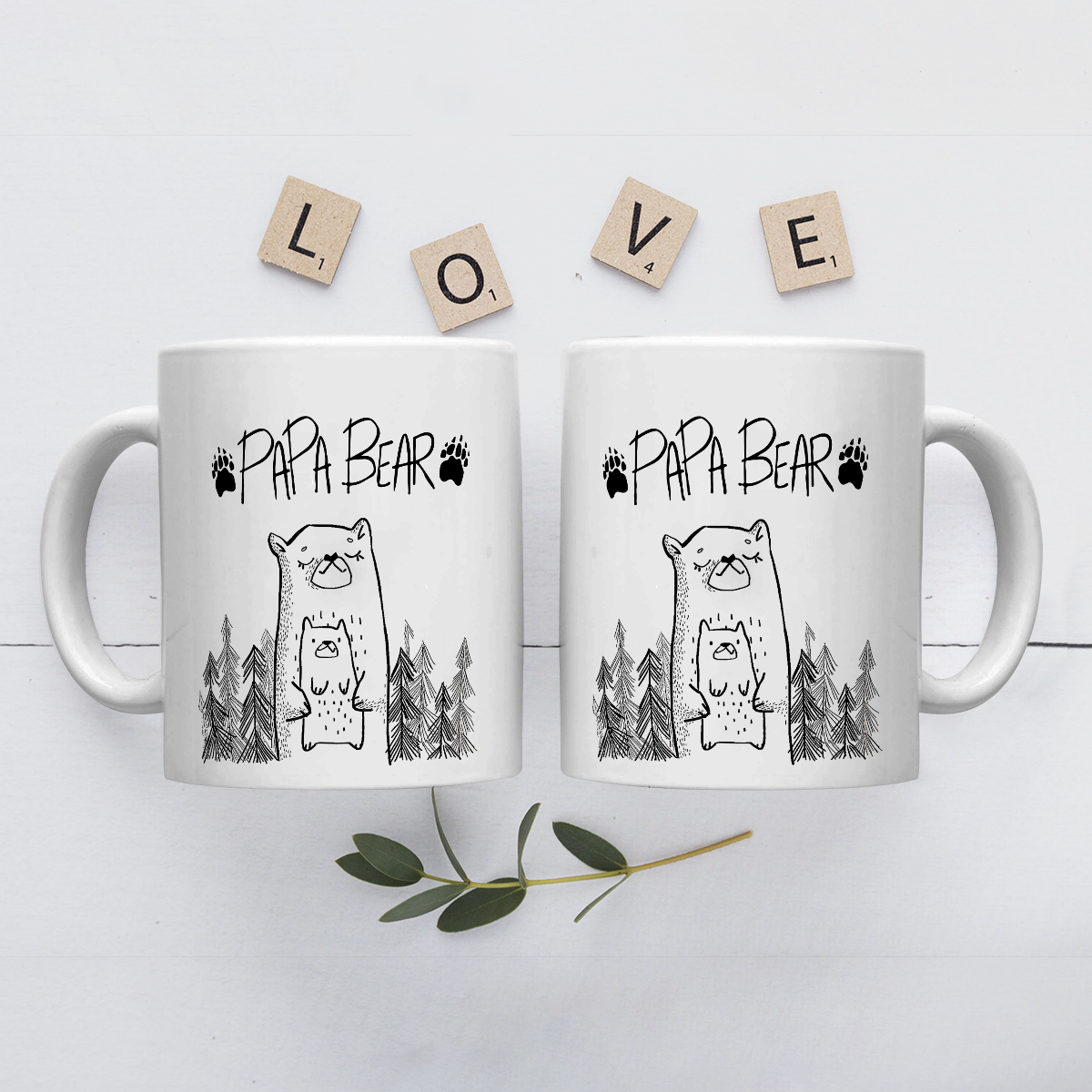 Best Gift For Dad White Mug Dad Papa Bear