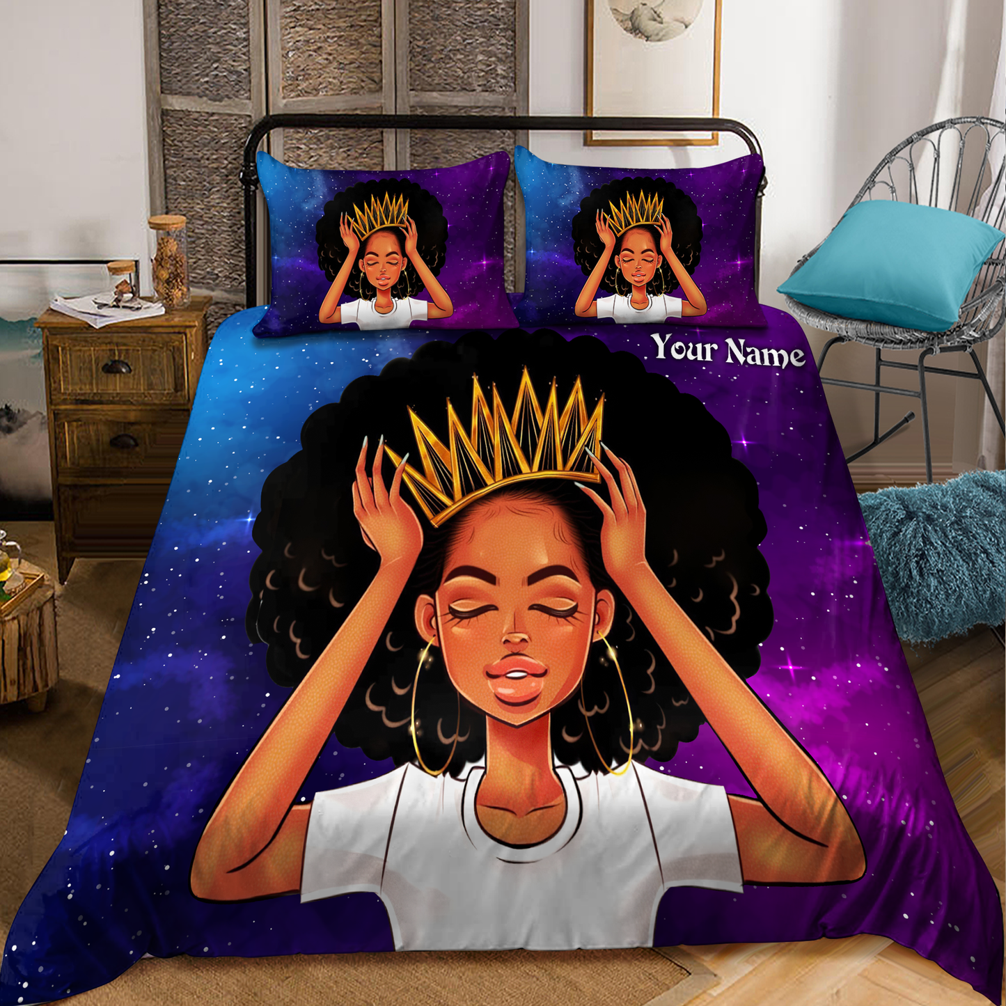 Beautiful Queen You Are Black Girl  Custom Name Duvet Cover Set Bedding Set