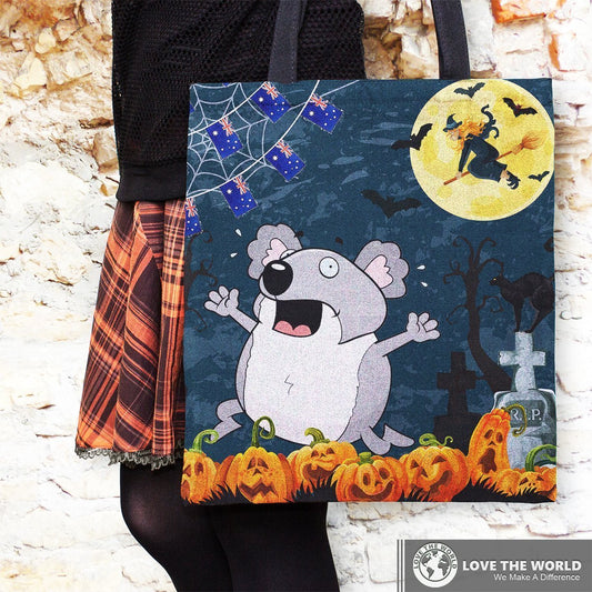 Halloween tote bags - Australia scared koala in graveyard NN9 - Amaze Style™-TOTE BAGS