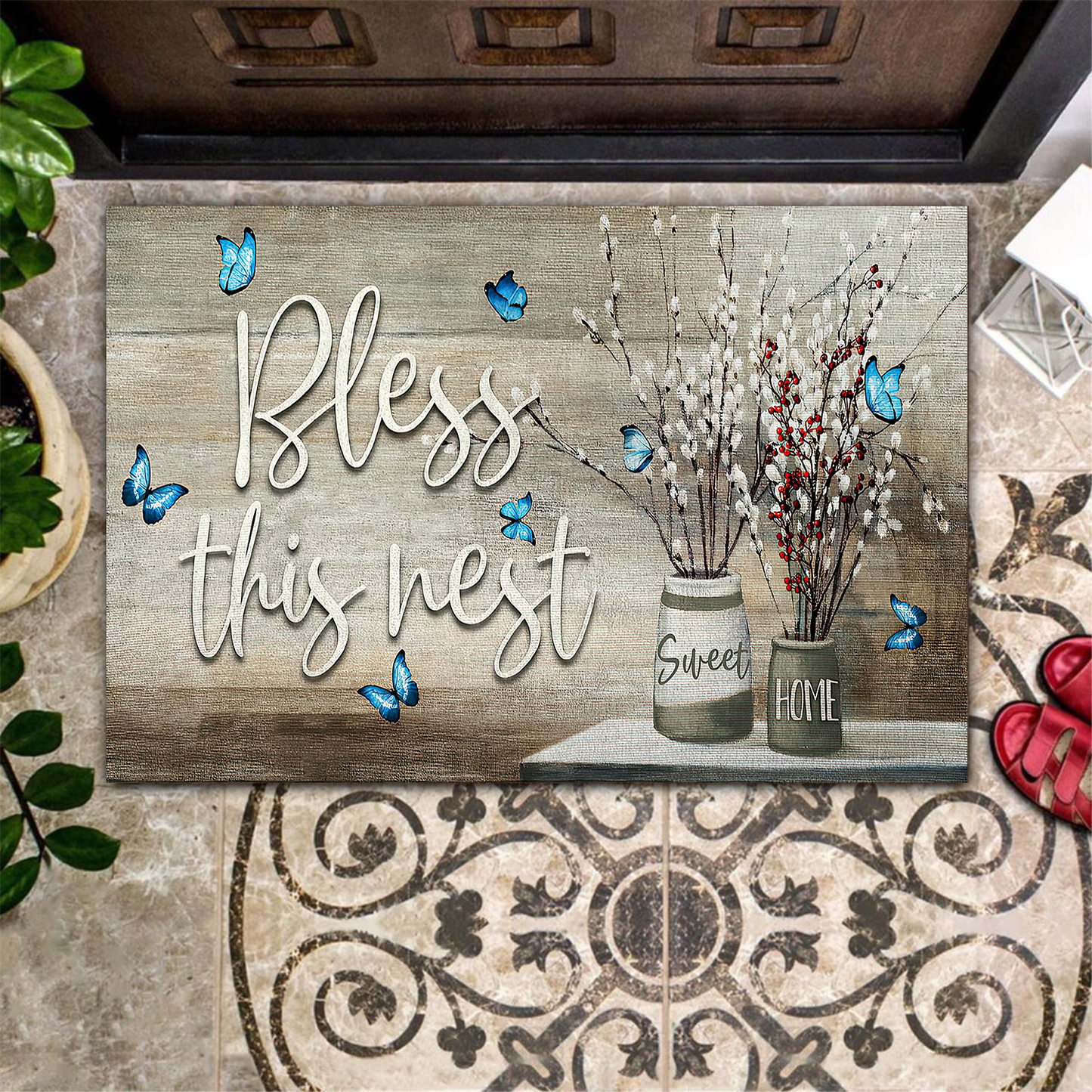 Bless This Net Welcome Mat, Best Gift For Home Decoration