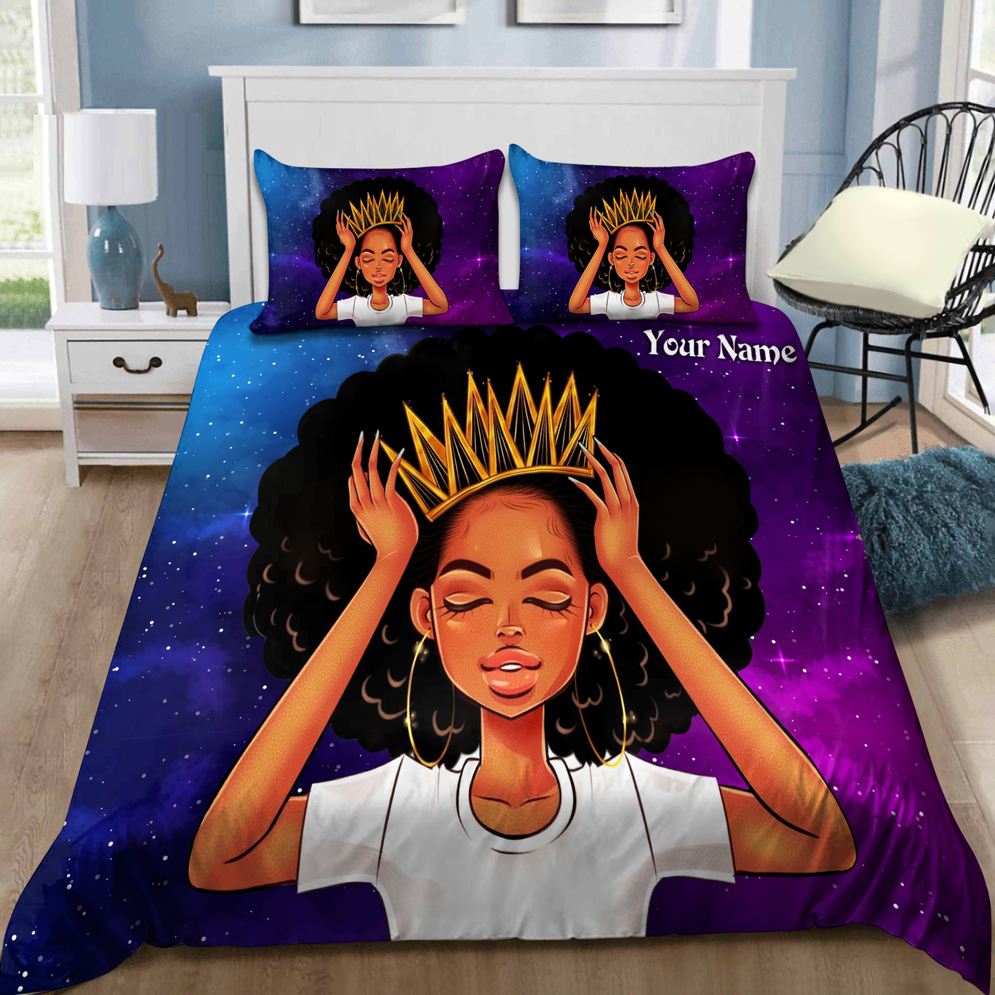 Beautiful Queen You Are Black Girl  Custom Name Duvet Cover Set Bedding Set