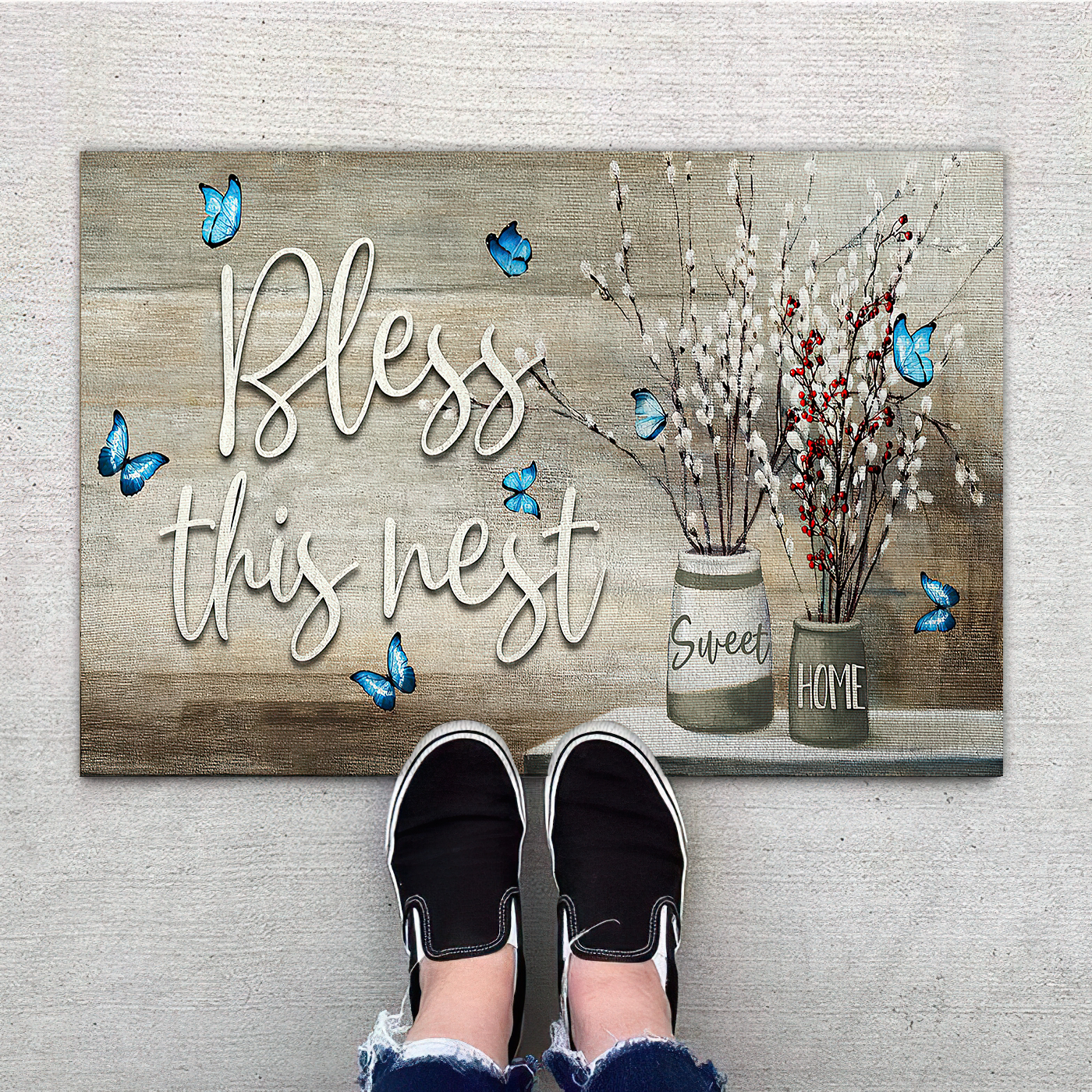 Bless This Net Welcome Mat, Best Gift For Home Decoration