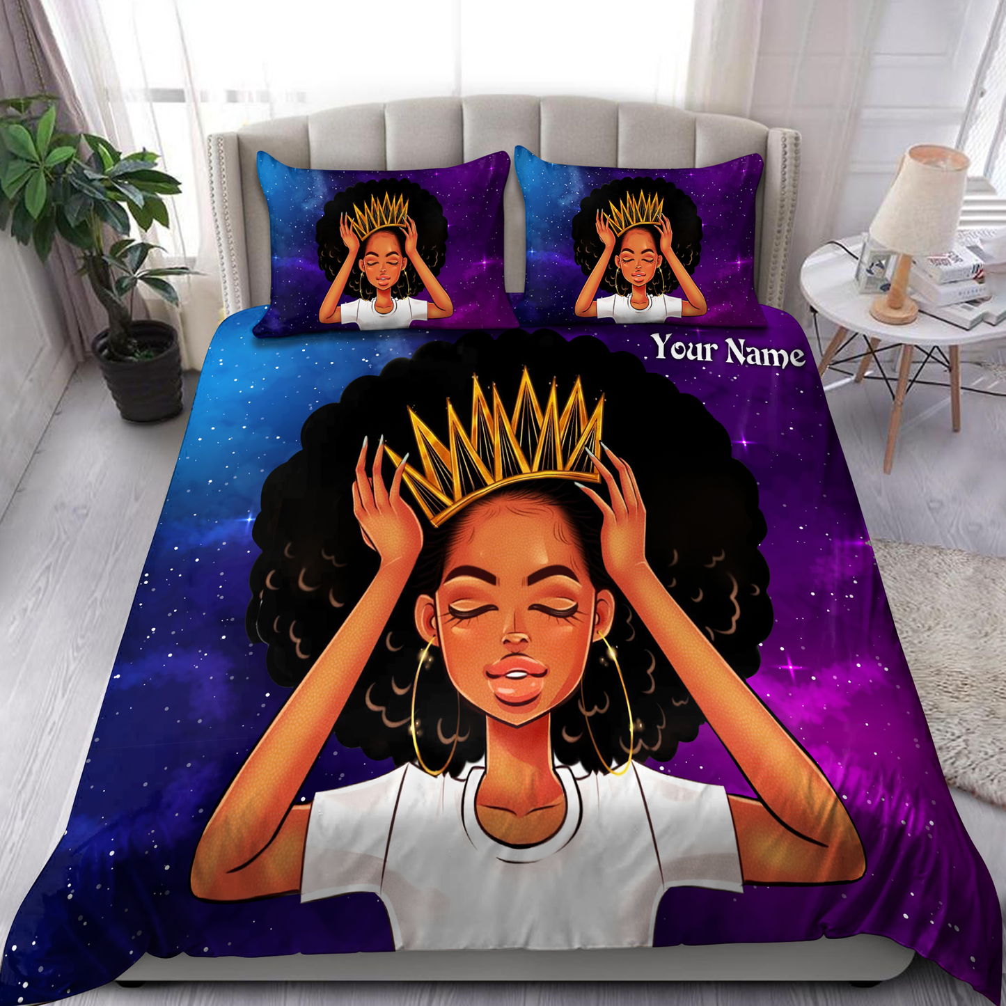 Beautiful Queen You Are Black Girl  Custom Name Duvet Cover Set Bedding Set