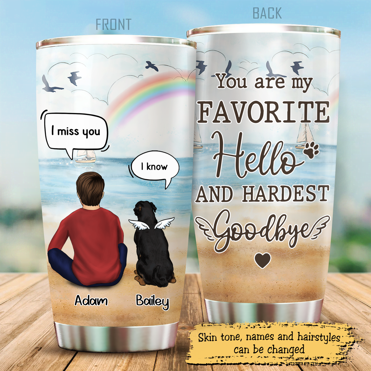 Those We Love Don't Go Away They Walk Beside Us Every Day, Gift For Dog Dad, Customized Stainless Steel Tumbler For Dog Lovers, Memorial Gifts
