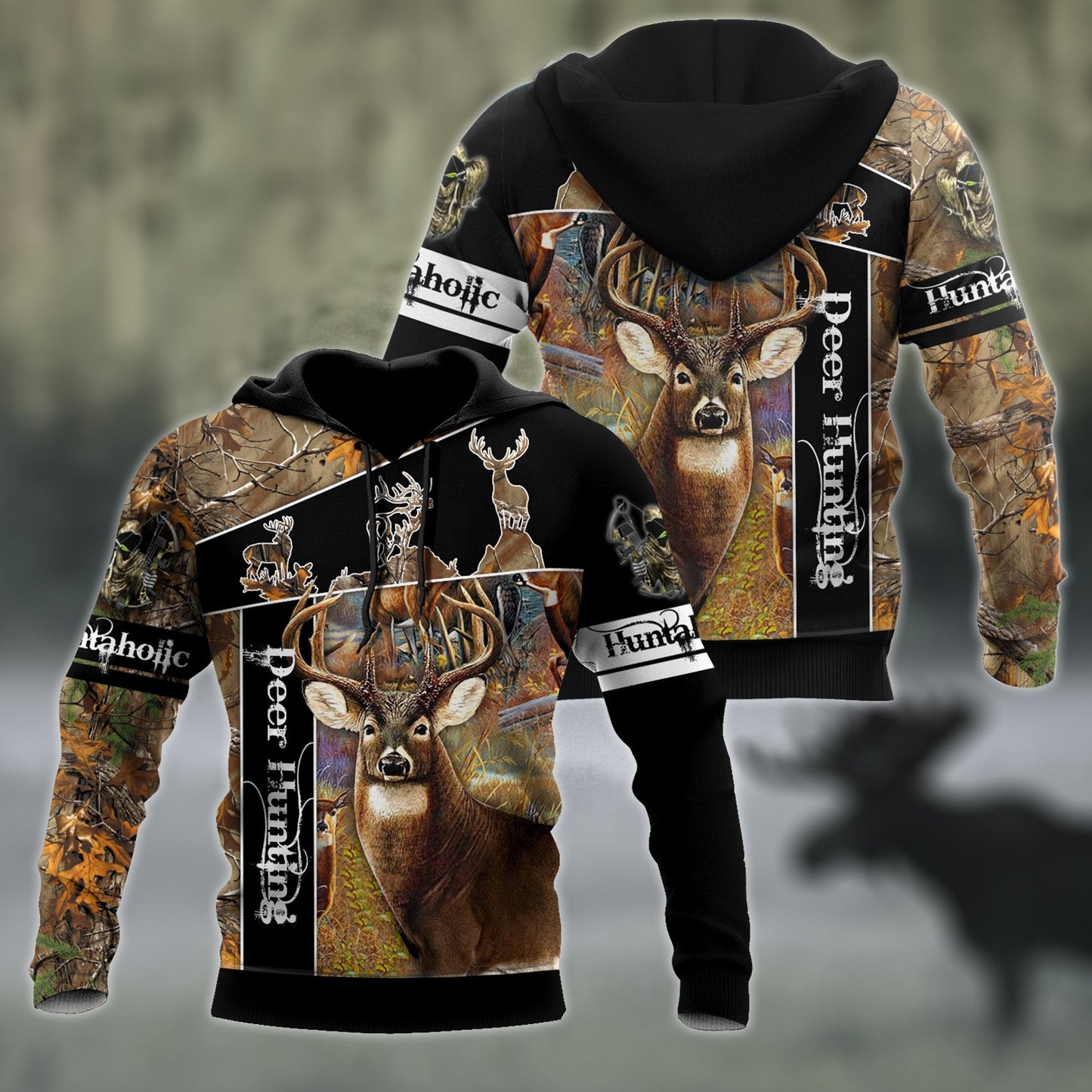 Version 2 Huntaholic - Deer Hunting 3D All Over Printed Shirts For Men And Woman