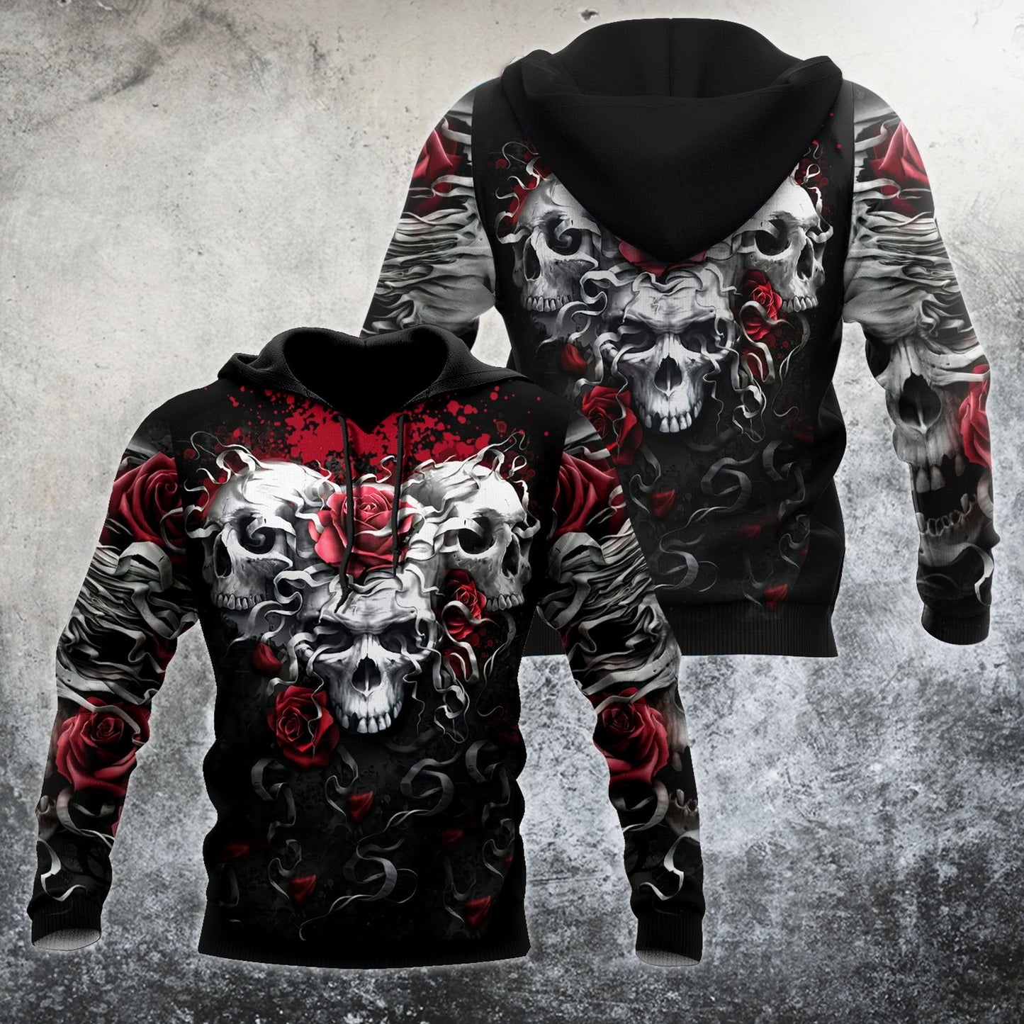 Unique Unisex All Over Printed Skulls And Roses Shirts MEI