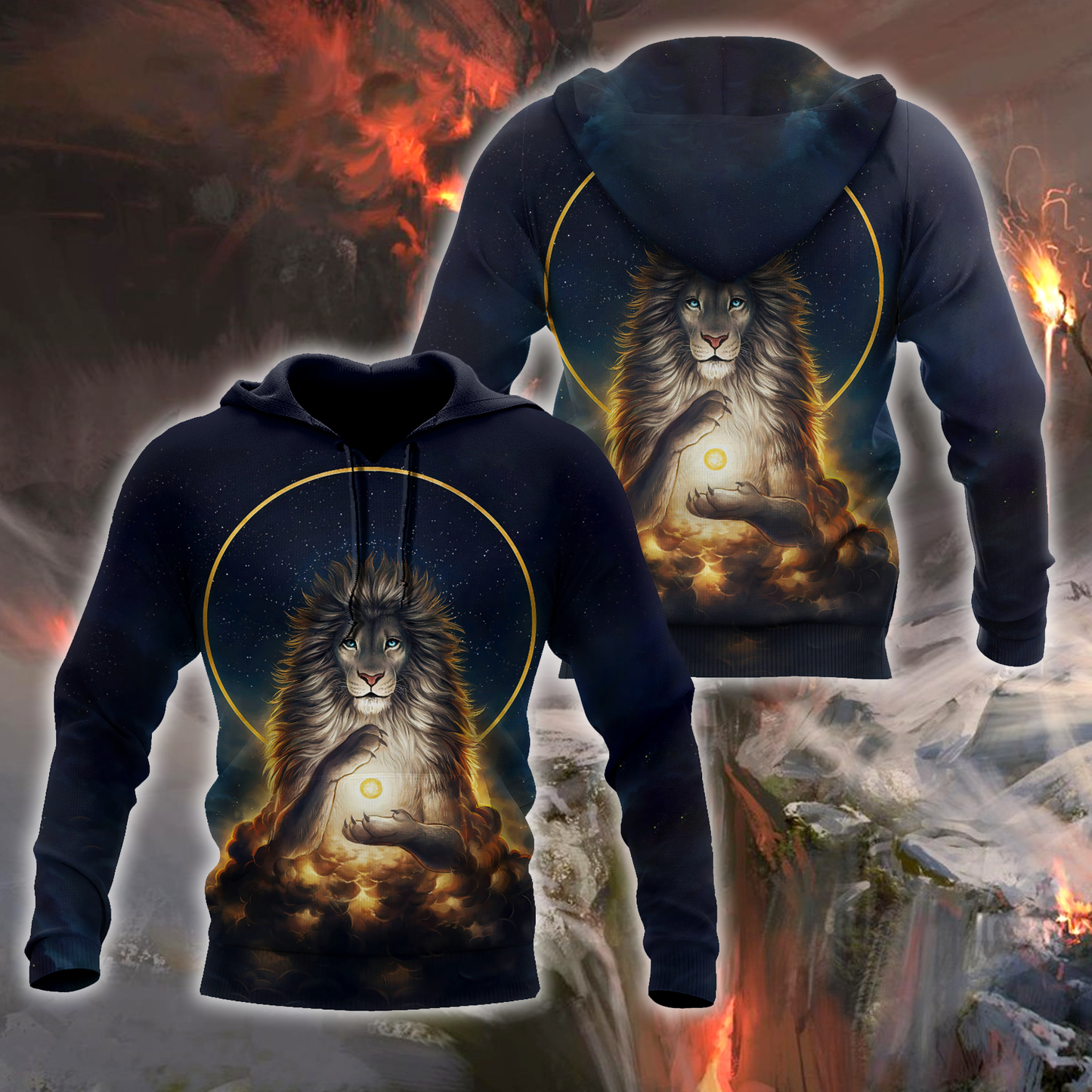 3D Magical Lion God Over Printed Hoodie