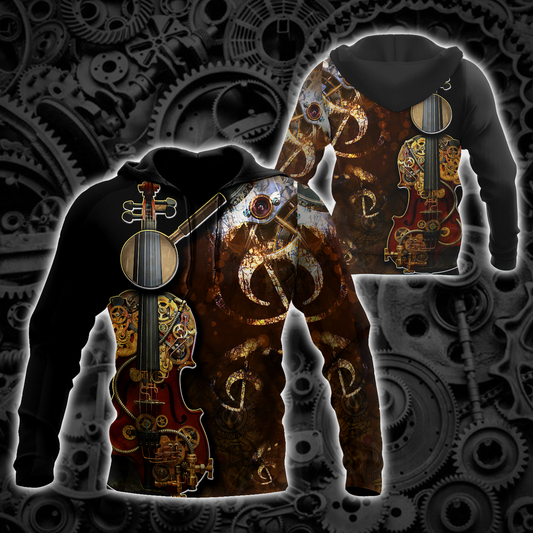 Steampunk Violin Mechanic All Over Printed Hoodie For Men and Women TN