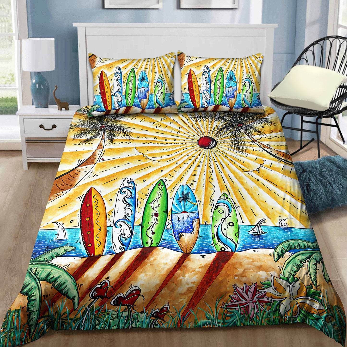 Surfboard and Beach Bedding Set Pi01082005