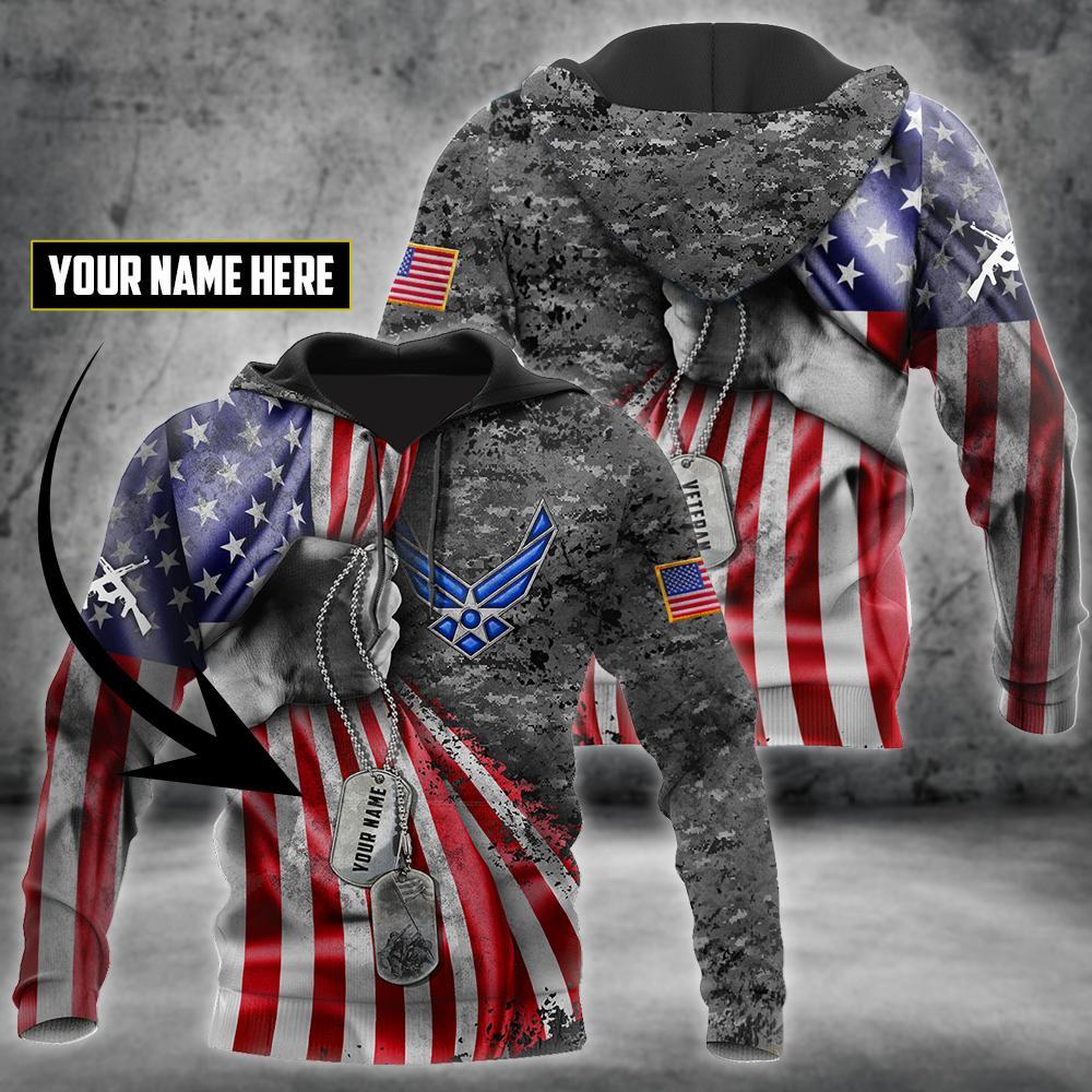 US Air Force tag Custom name 3D shirts for men and women Proud Military