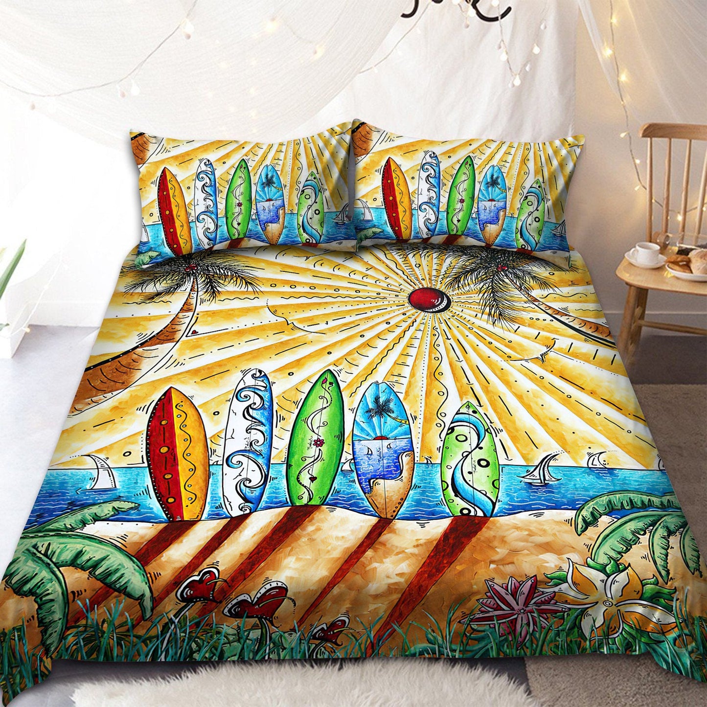 Surfboard and Beach Bedding Set Pi01082005