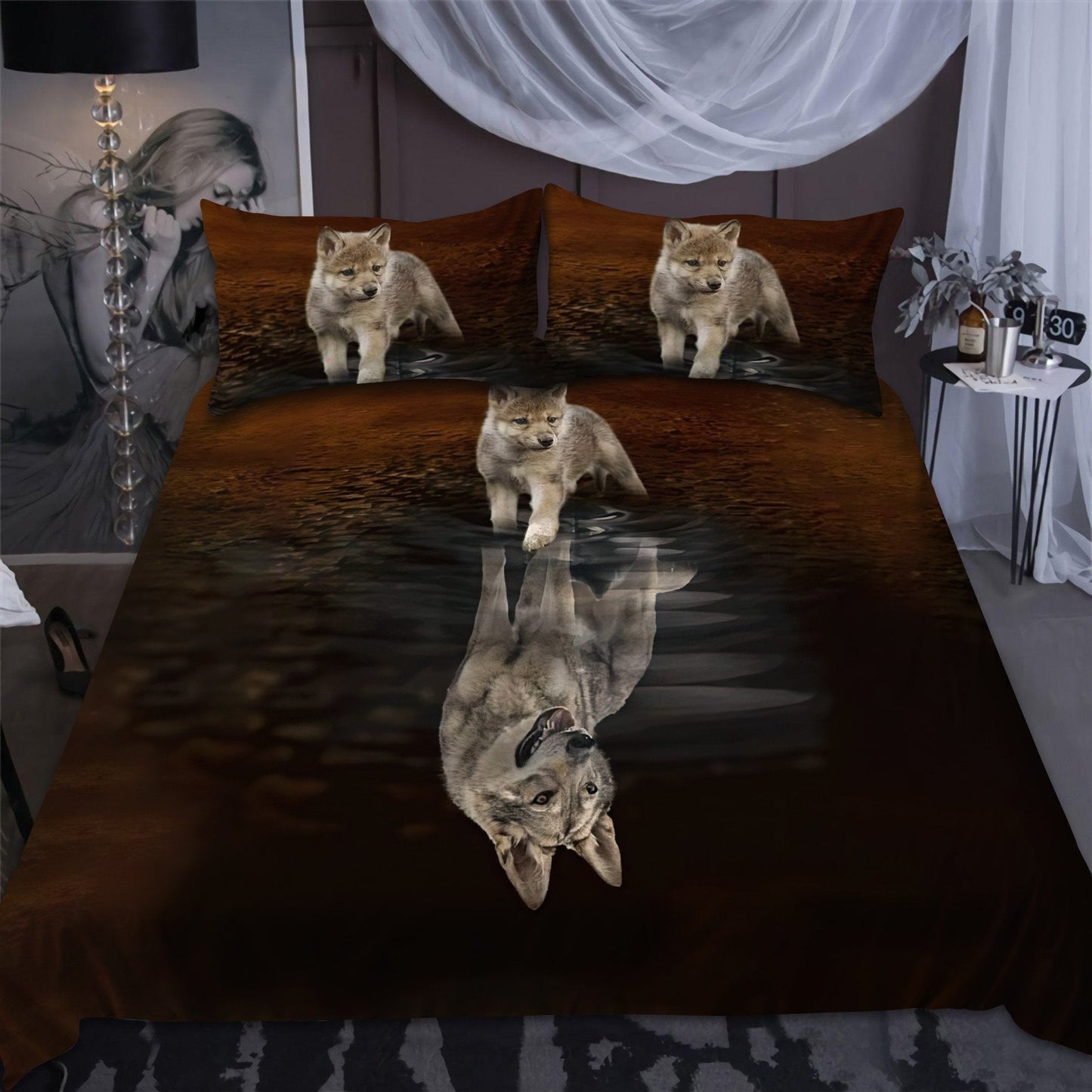 Wolf Reflection The Flow Of Life Bedding Set MEI