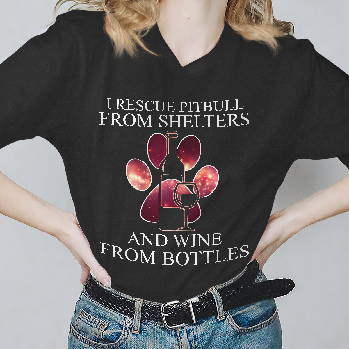 Dog T-shirt I Rescue Pitbull And Wine