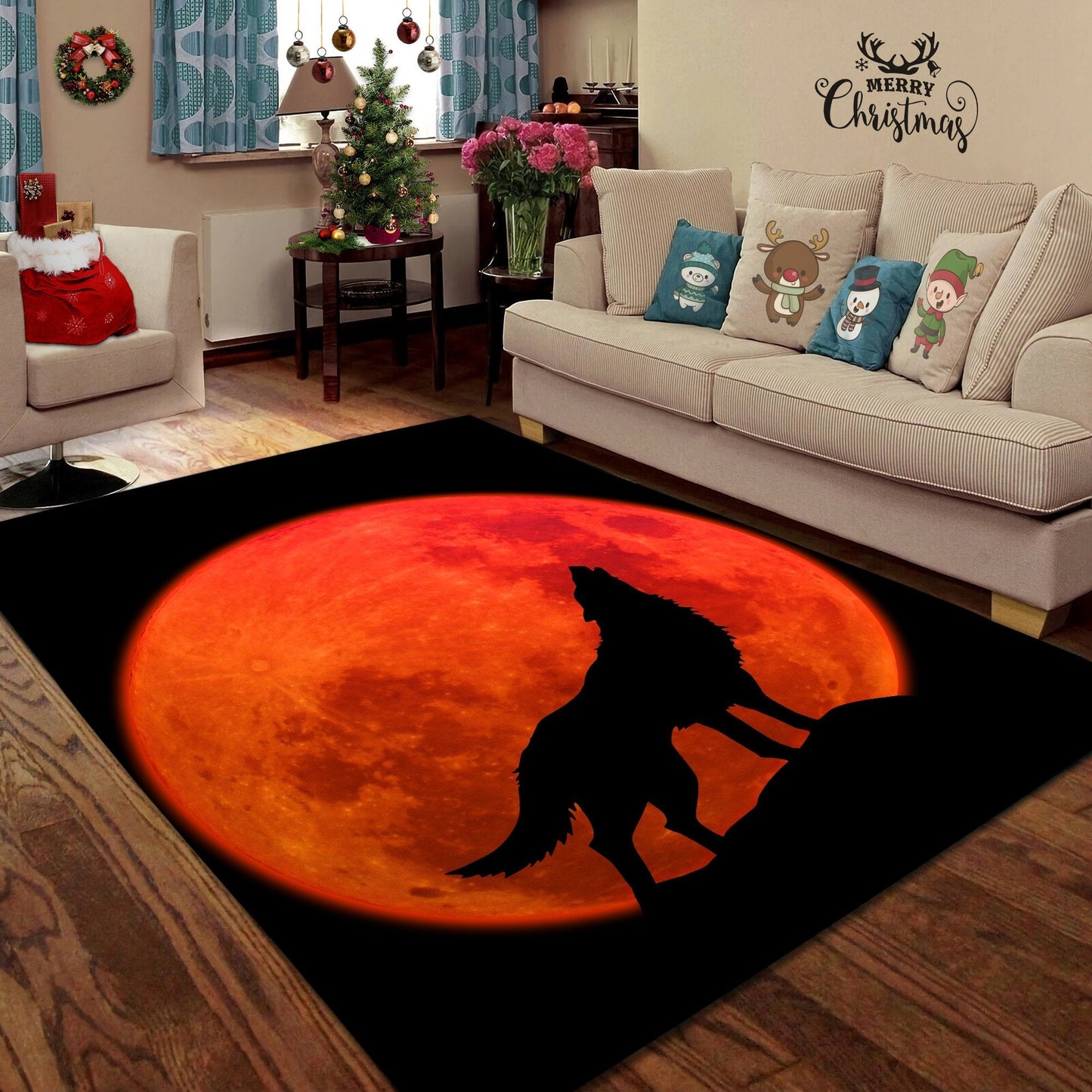 Wolf in Moon Rug