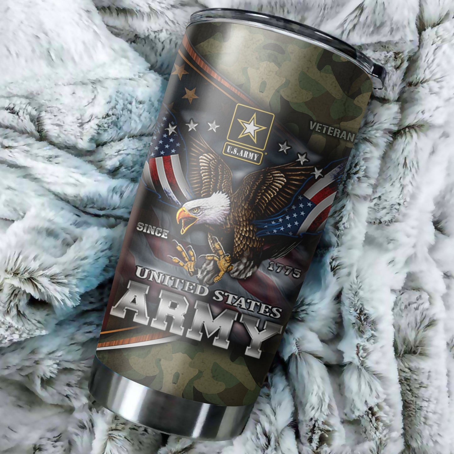 US Army Since 1775 Eagle With American Flag Wings stainless steel tumbler Proud Military