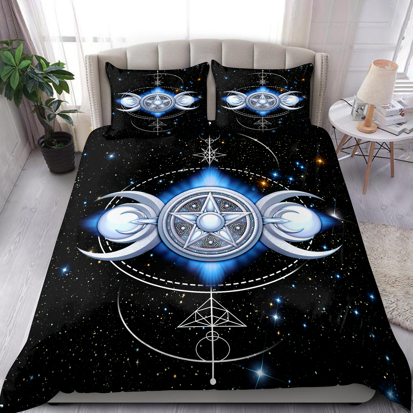 Beautiful Galaxy Wicca Sun And Moon Bedding Set MEI