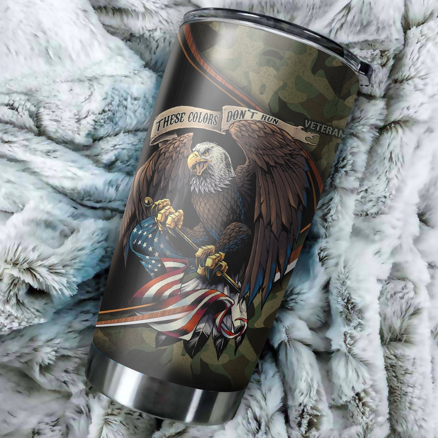 US Veteran Camo stainless steel tumbler Proud Military