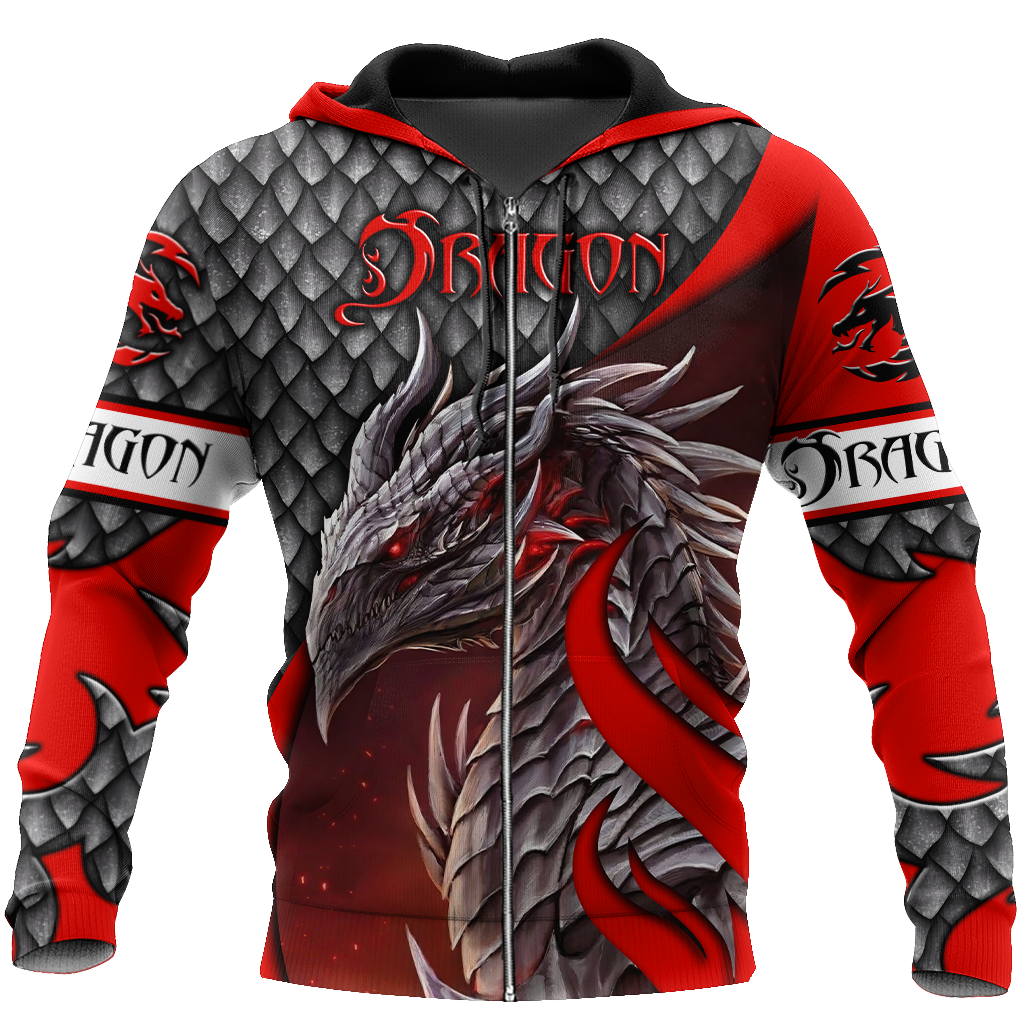 Beautiful Red Dragon Scales Hoodie MEI