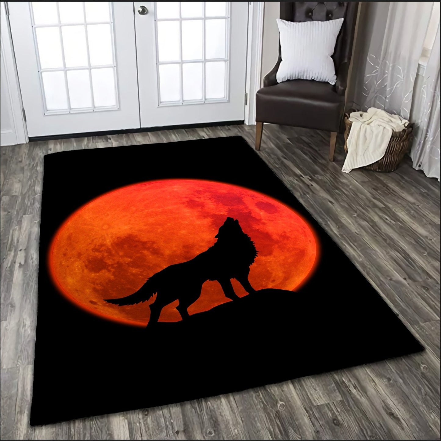 Wolf in Moon Rug