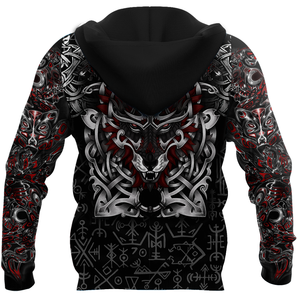 3D All Over Print Celtic Viking Wolf Hoodie DD08262002