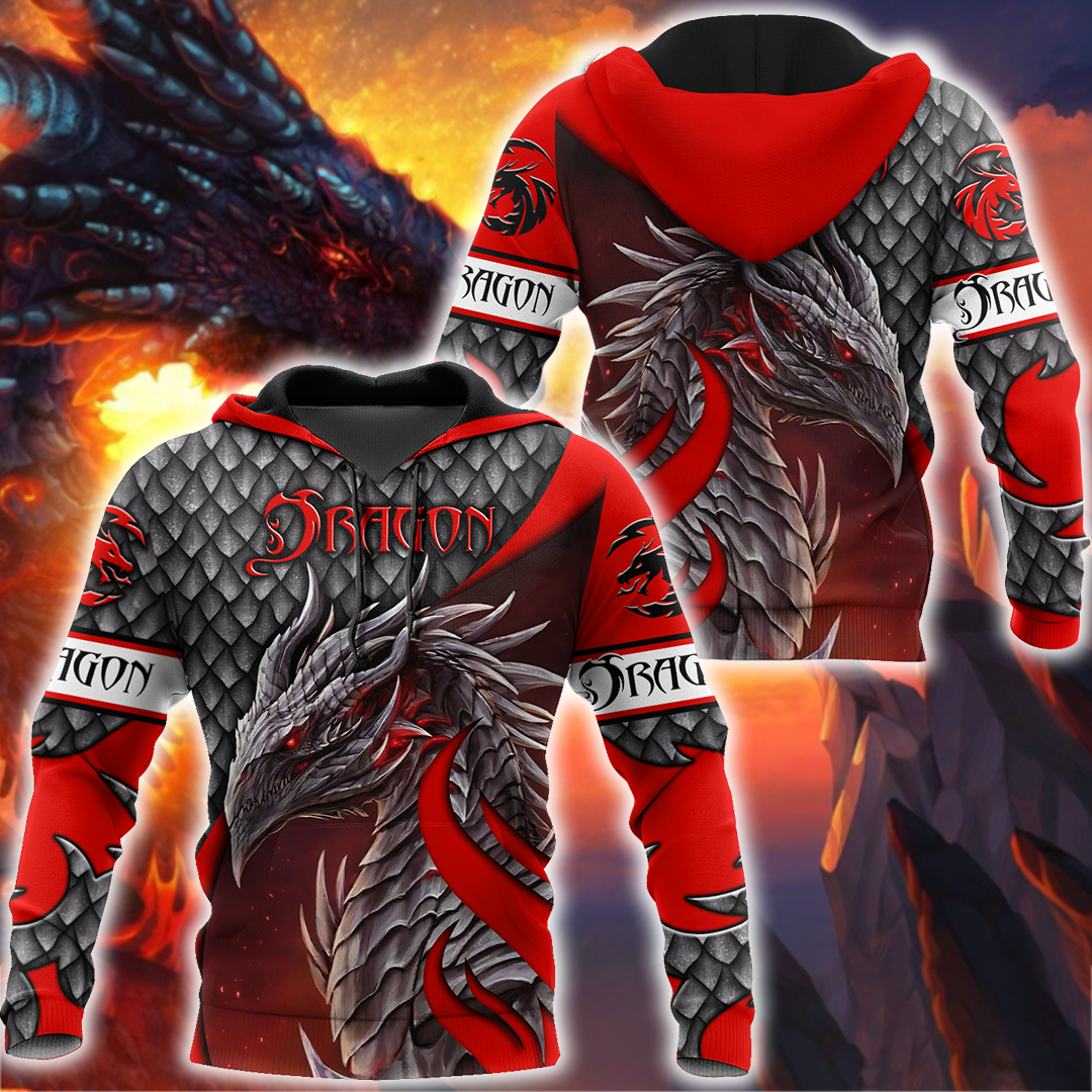 Beautiful Red Dragon Scales Hoodie MEI