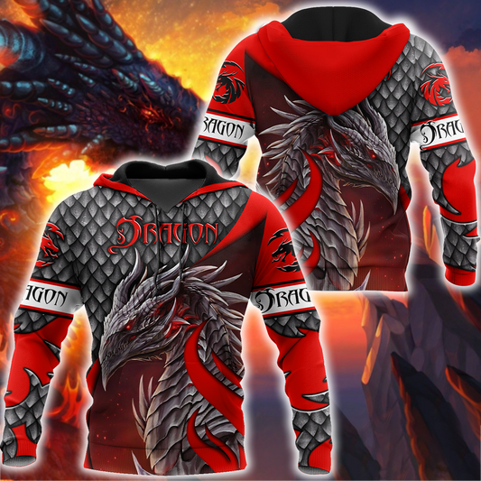 Beautiful Red Dragon Scales Hoodie MEI