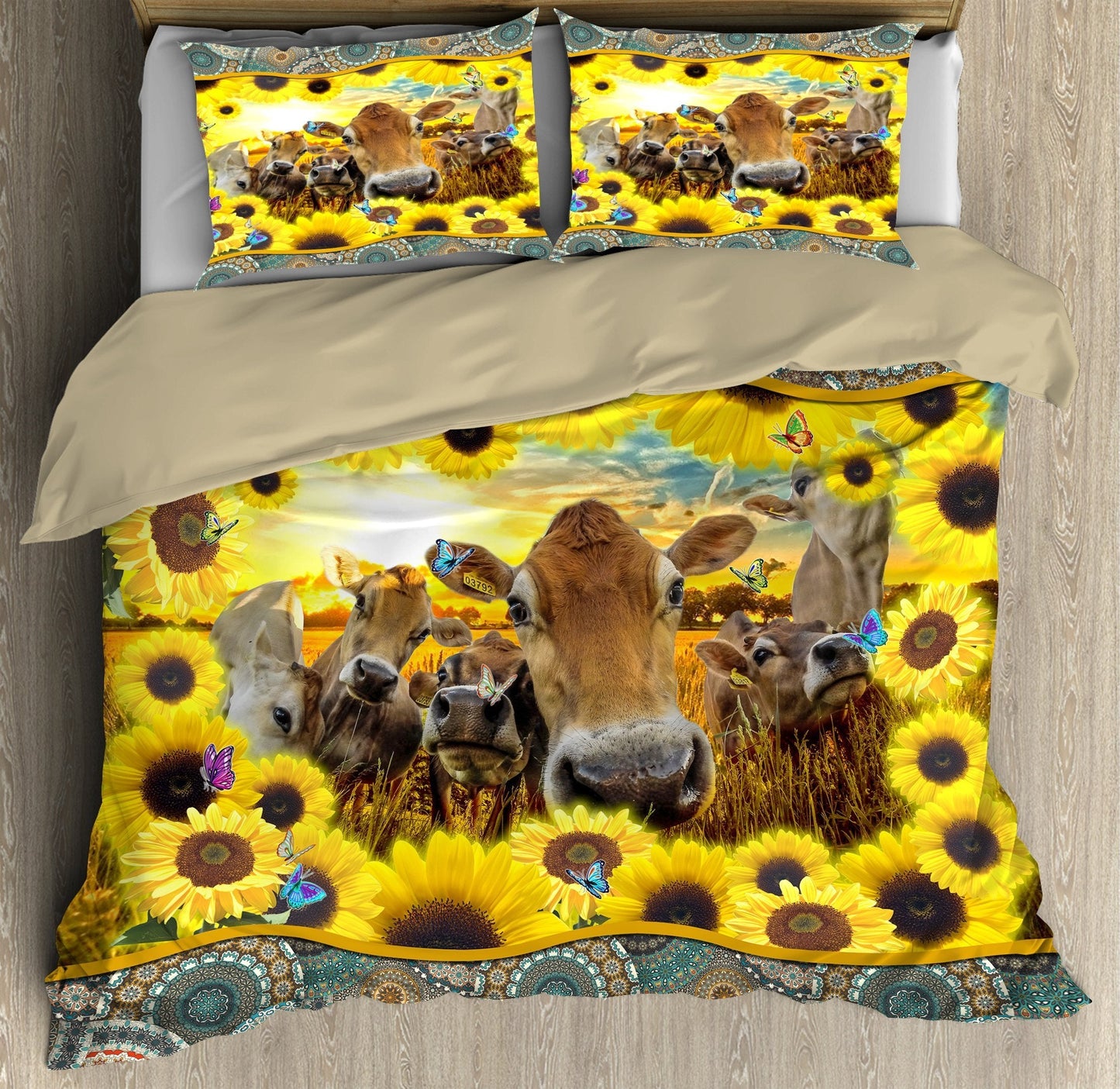Beautiful Mandala Heifers And Sunflowers Bedding Set DD09142004-MEI