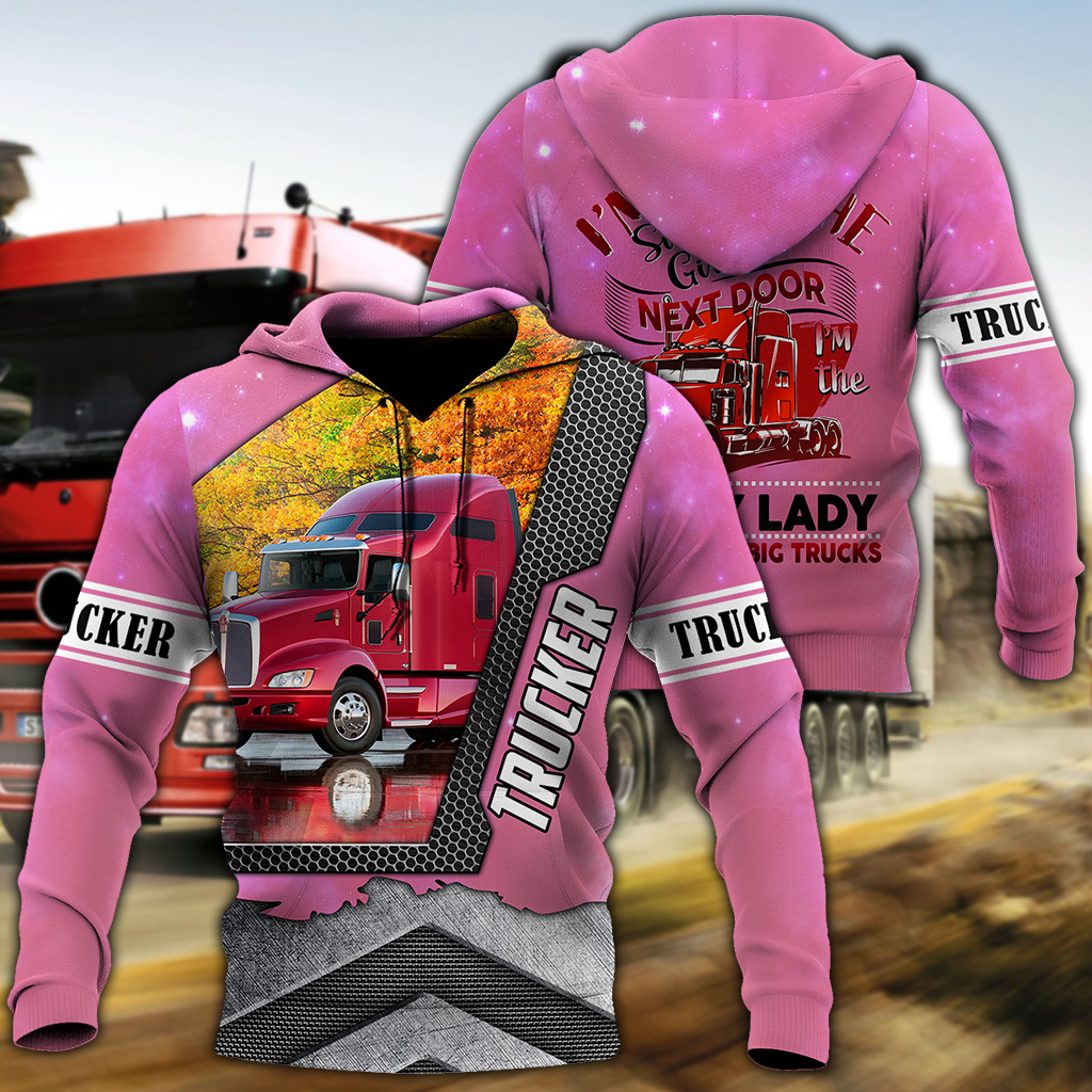 All Over Printed Trucker Lady Hoodie DD09212002-MEI