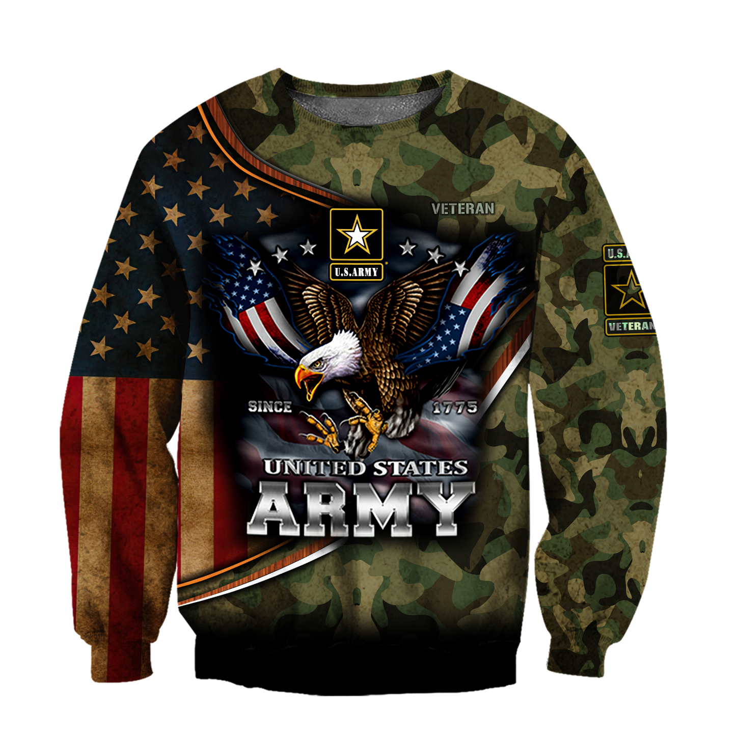 US Army Hoodie Since 1775 Eagle With American Flag Wings Proud Military