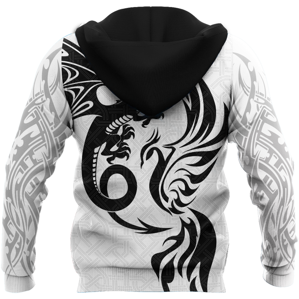 White Dragon And Phoenix 3D Hoodie Shirt For Men And Women