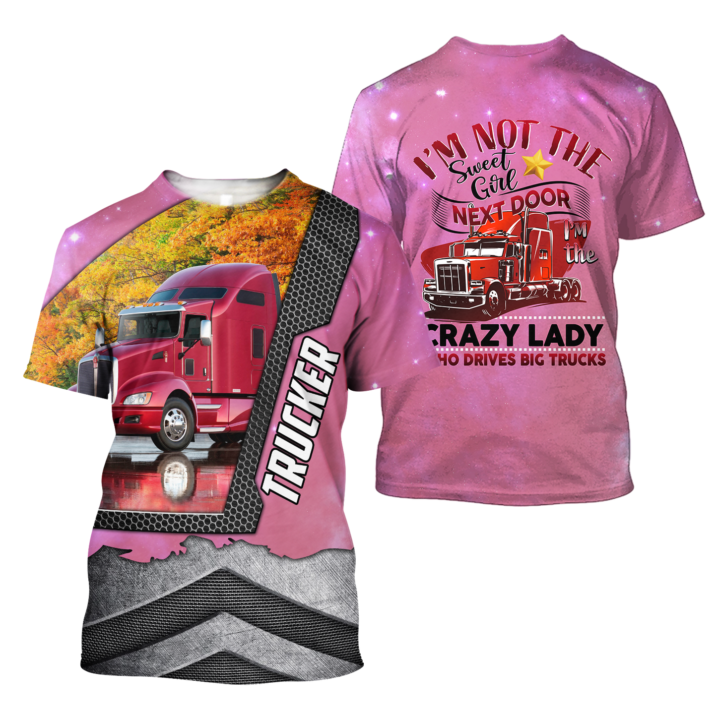 All Over Printed Trucker Lady Hoodie DD09212002-MEI