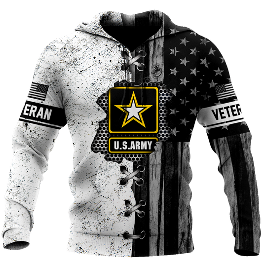 Veteran US Army in my heart 3D shirts for men and women BW Proud Military