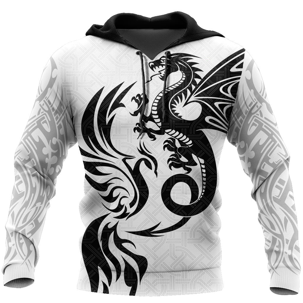 White Dragon And Phoenix 3D Hoodie Shirt For Men And Women