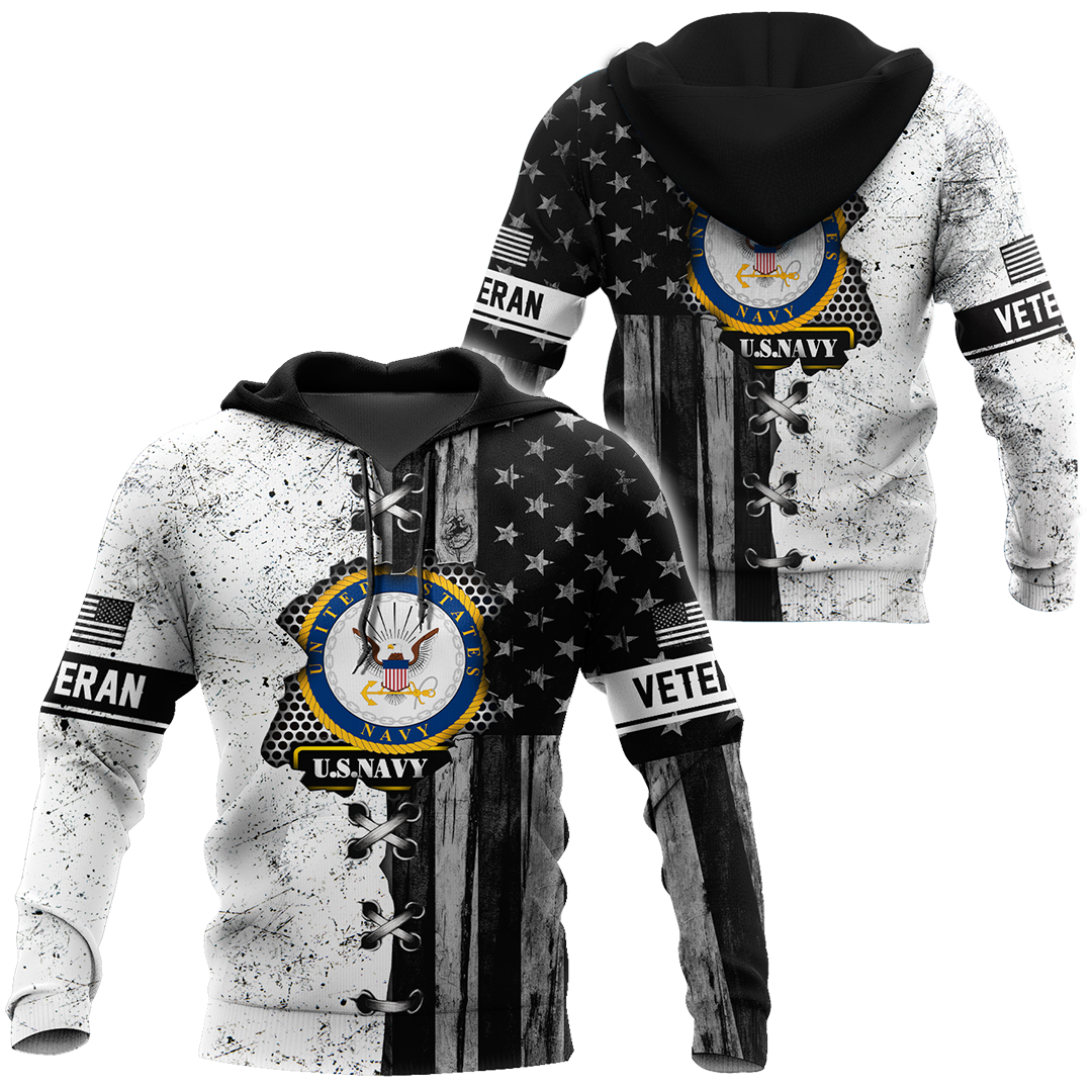 Veteran US Navy in my heart 3D shirts for men and women BW Proud Military