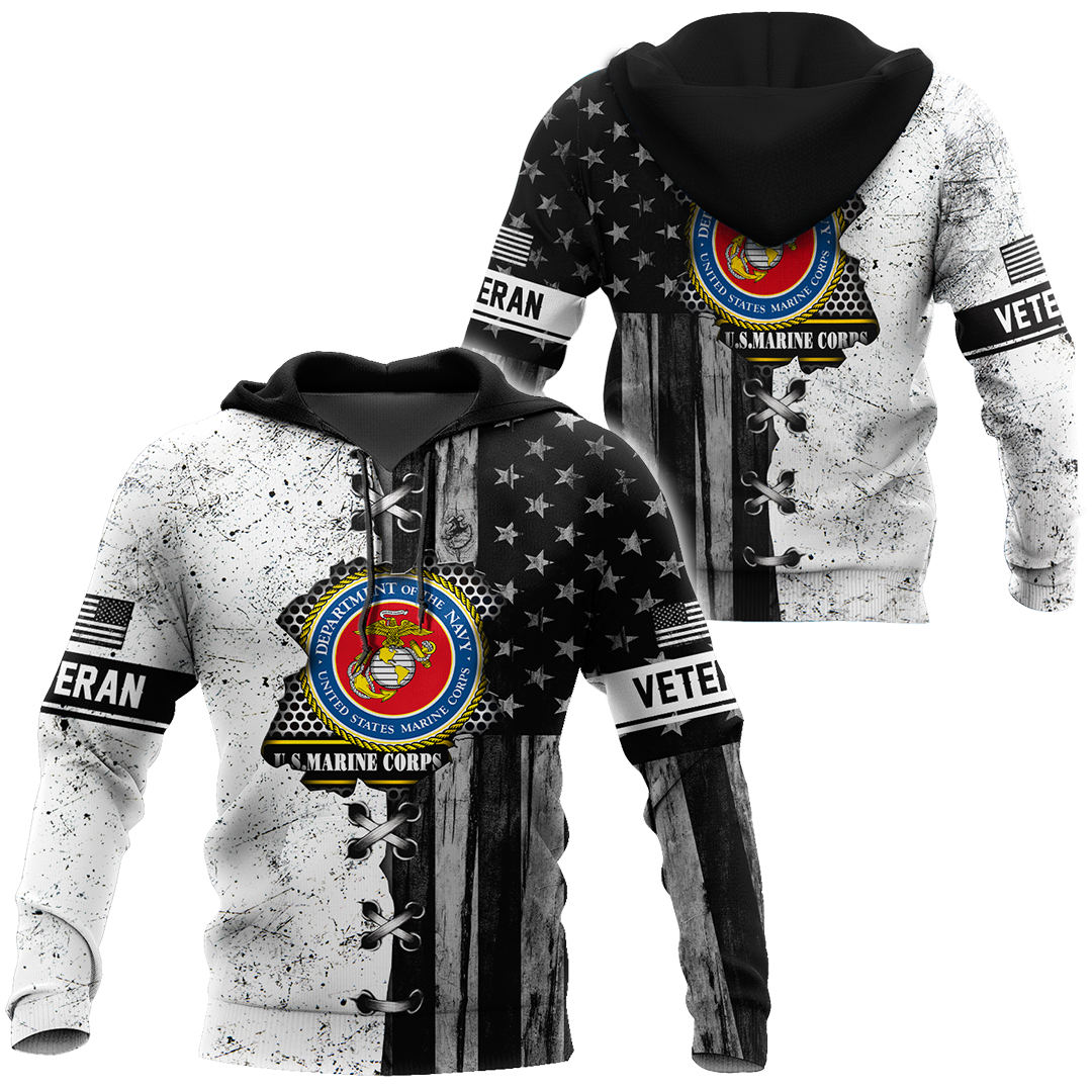 Veteran US Marine Corps in my heart 3D shirts for men and women BW Proud Military