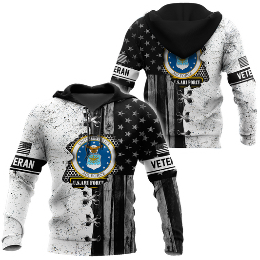 Veteran US Air Force in my heart 3D shirts for men and women BW Proud Military