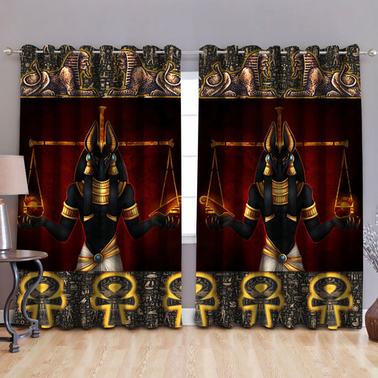 Ancient Egyptian Anubis Pattern Blackout Thermal Grommet Window Curtains MP05062001C
