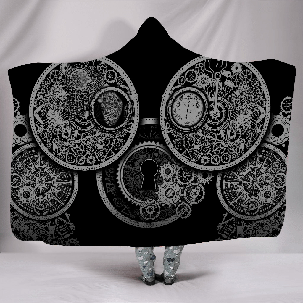 Steampunk Mechanic 3D Over Printed Hooded Blanket for Men and Women-ML
