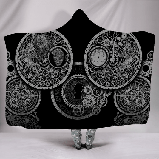 Steampunk Mechanic 3D Over Printed Hooded Blanket for Men and Women-ML