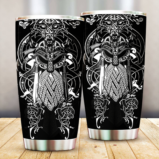Vikings - Odin Tatoo Style Stainless Steel Tumbler Cup