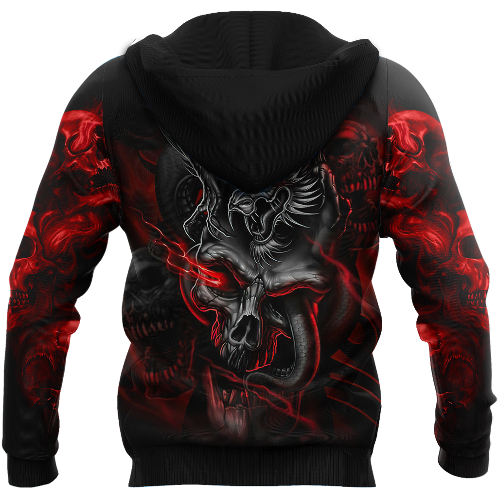Amazing Red Dragon Skull Hoodie For Men And Women MEI